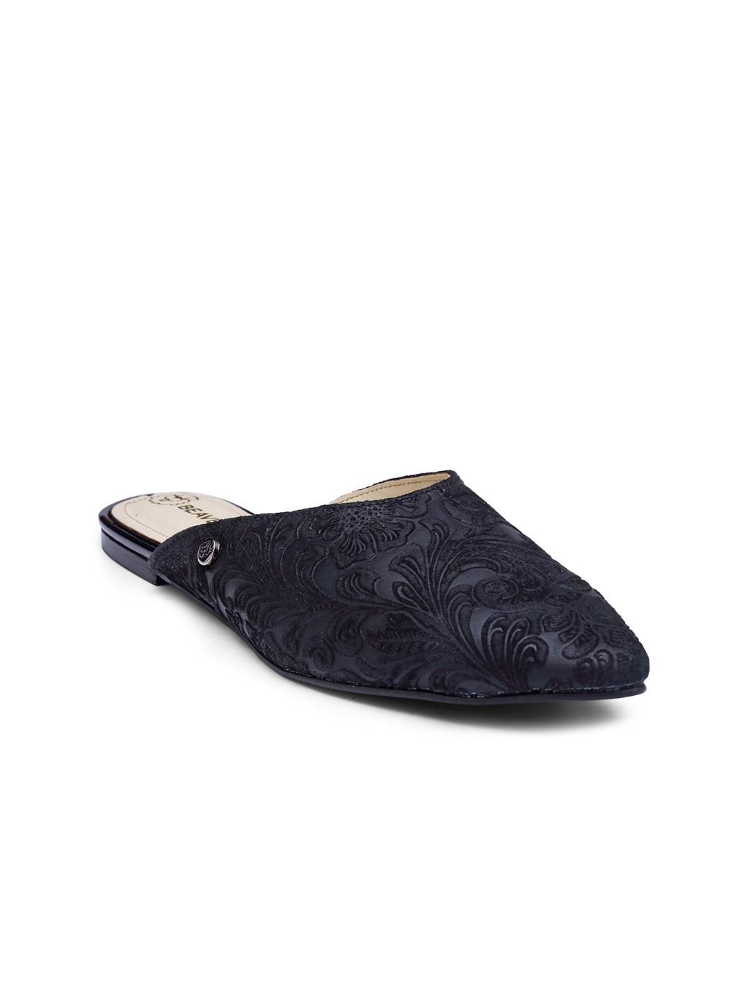 

BEAVER Women Pointed Toe Textured Mules, Black