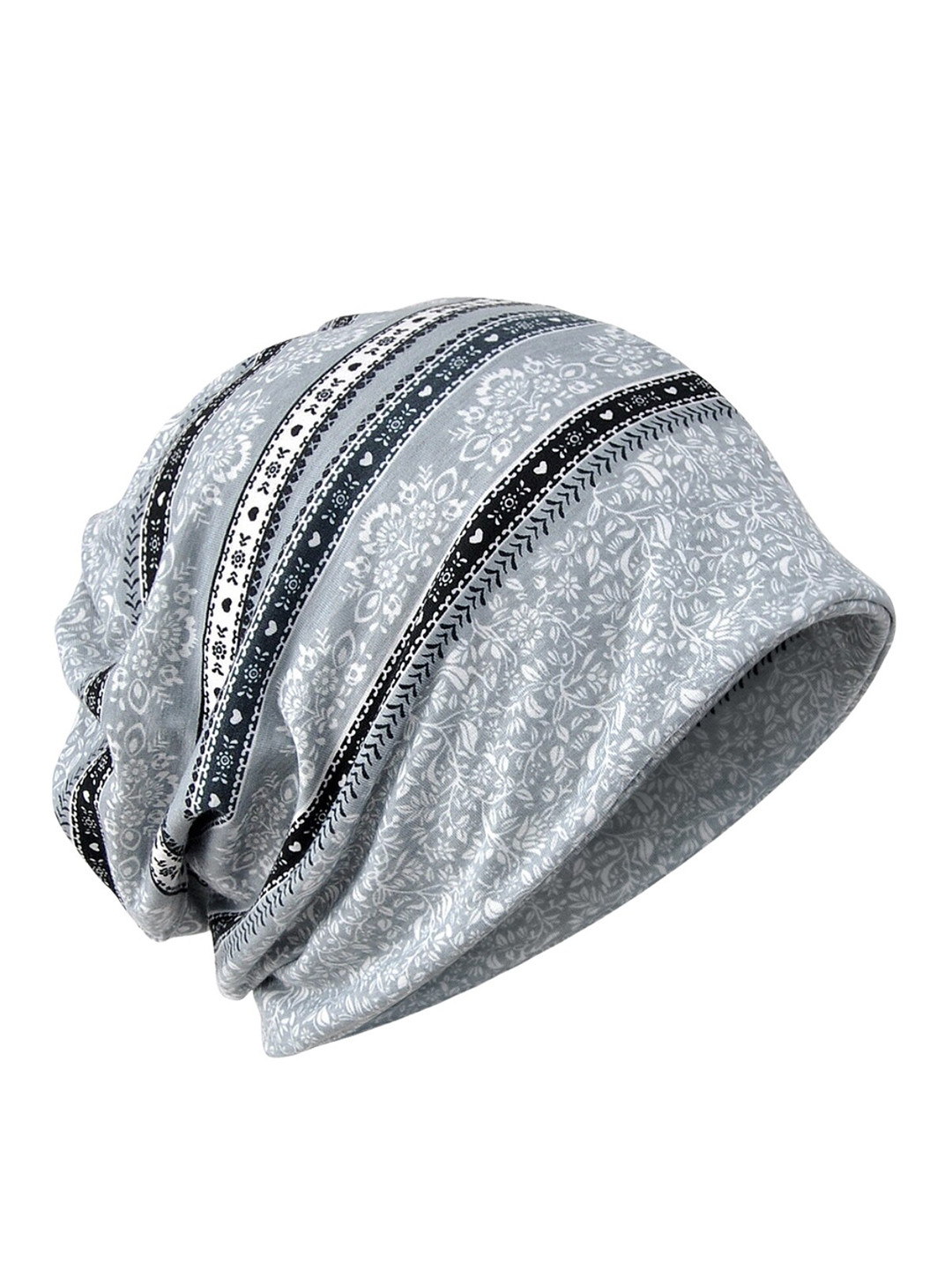 

YOUSTYLO Printed Soft Cotton Slouchy Beanie, Grey