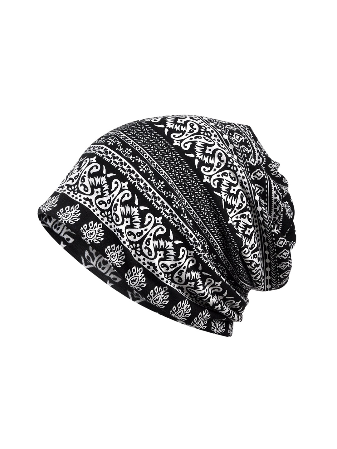 

YOUSTYLO Printed Cotton Beanie, Black