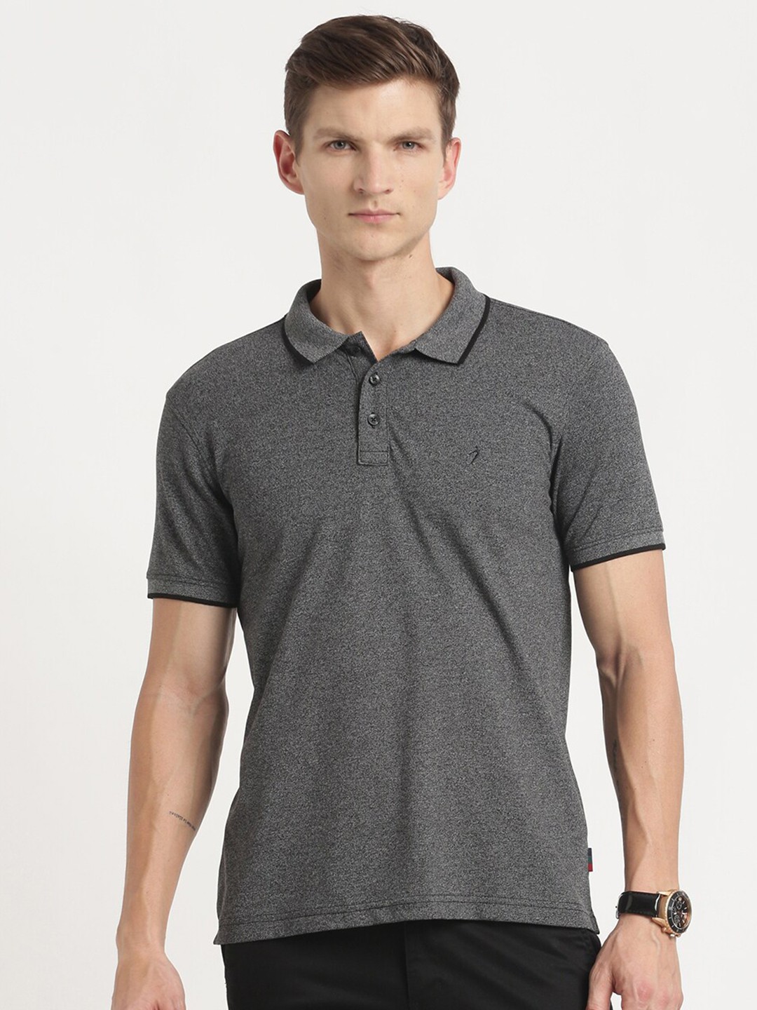 

Indian Terrain Polo Collar Slim Fit T-shirt, Grey