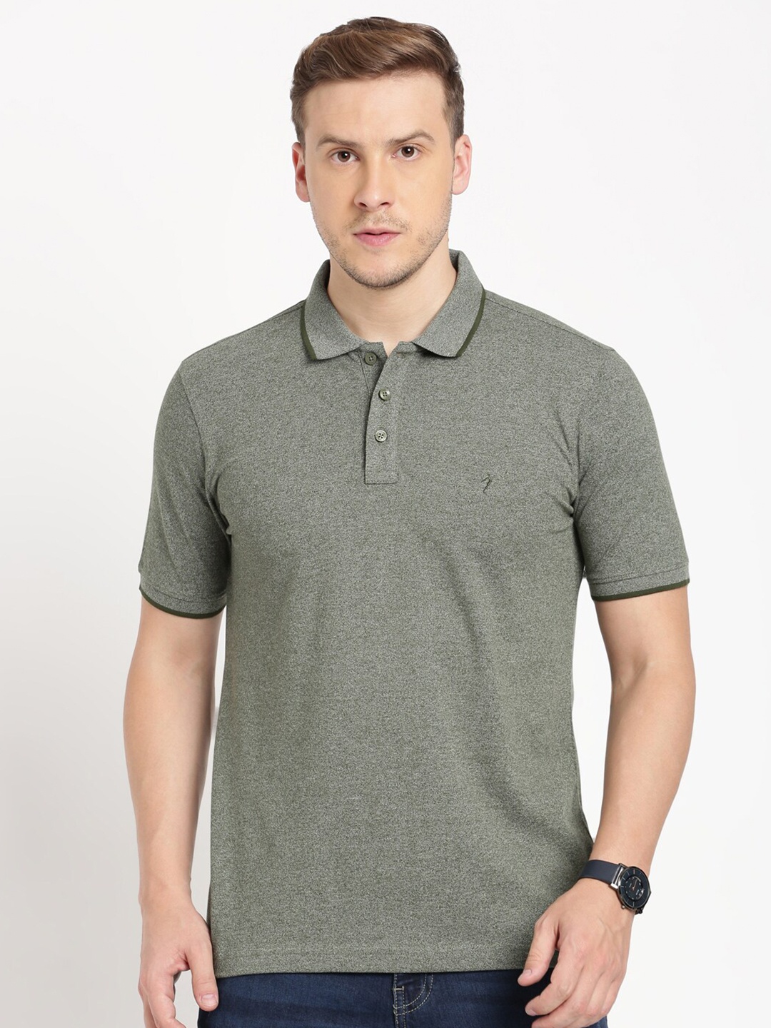 

Indian Terrain Polo Collar Slim Fit T-shirt, Grey