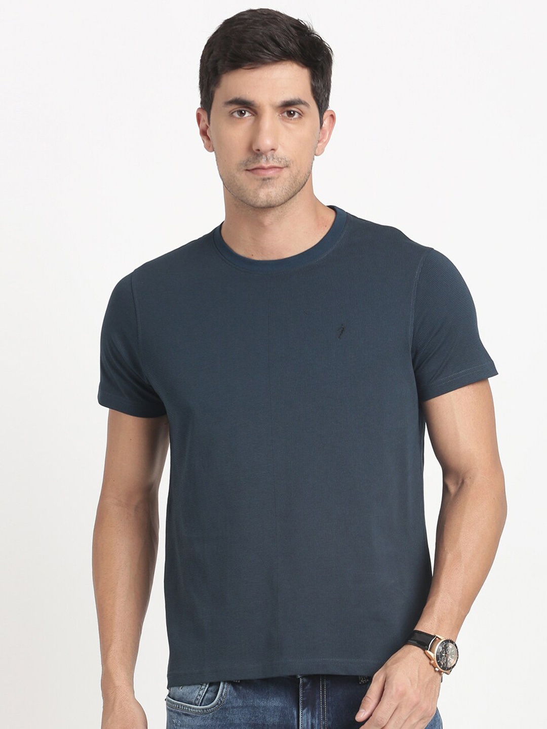 

Indian Terrain Slim Fit Pure Cotton T-shirt, Blue