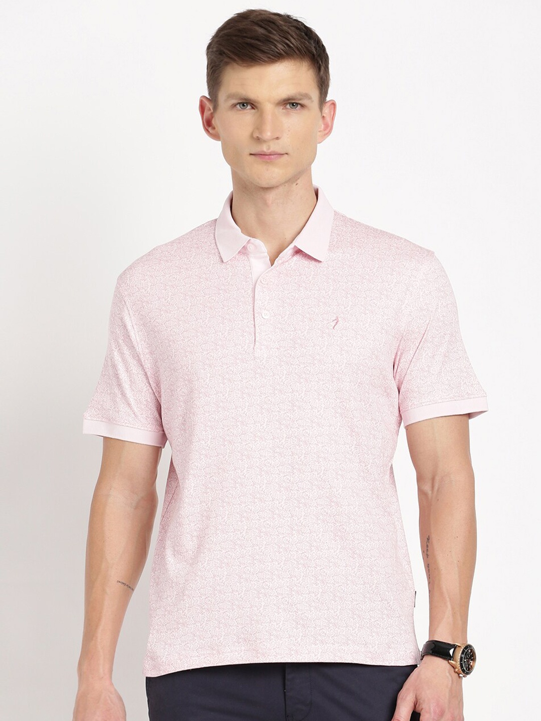 

Indian Terrain Polo Collar Slim Fit Cotton T-shirt, Pink