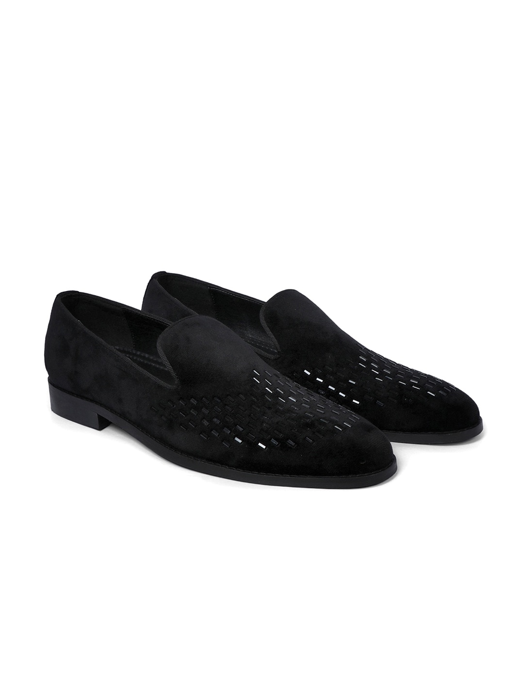 

GRIFFIN Men Embellished Latex Lined Loafers, Black