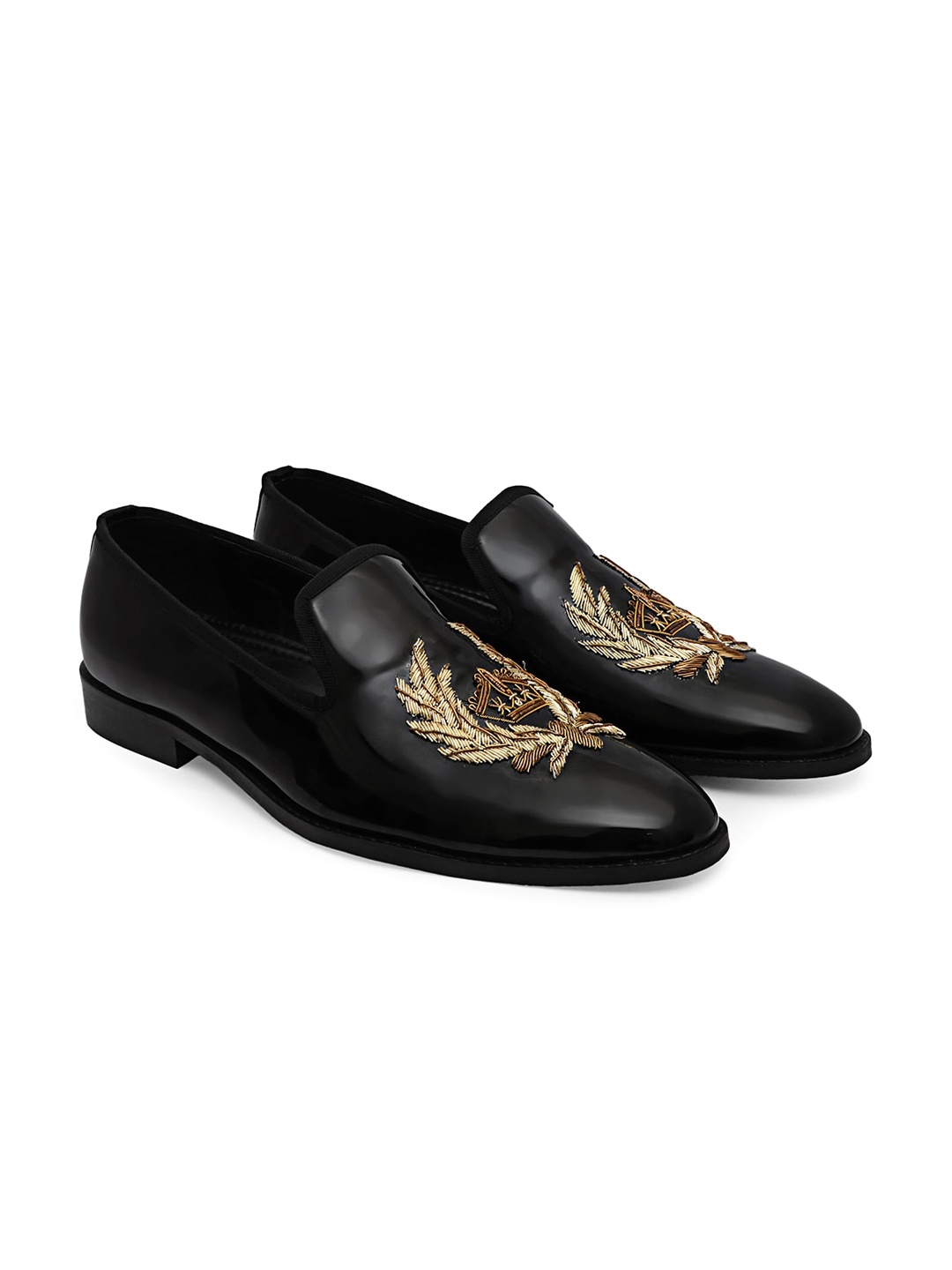 

GRIFFIN Men Embellished Latex Lined Loafers, Black