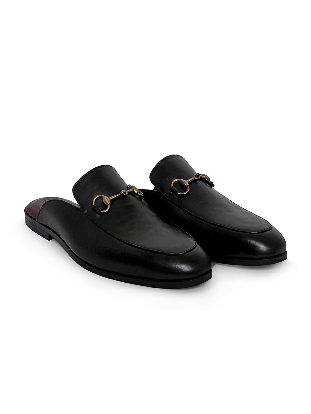 

GRIFFIN Men Buckled Latex Lined Leather Mules, Black