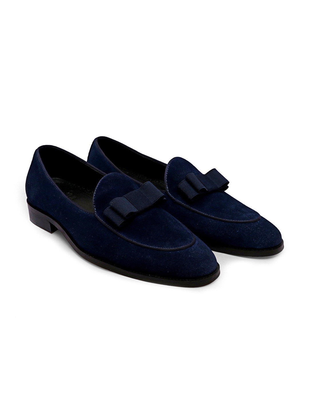 

GRIFFIN Men Latex Lined Leather Loafers, Navy blue