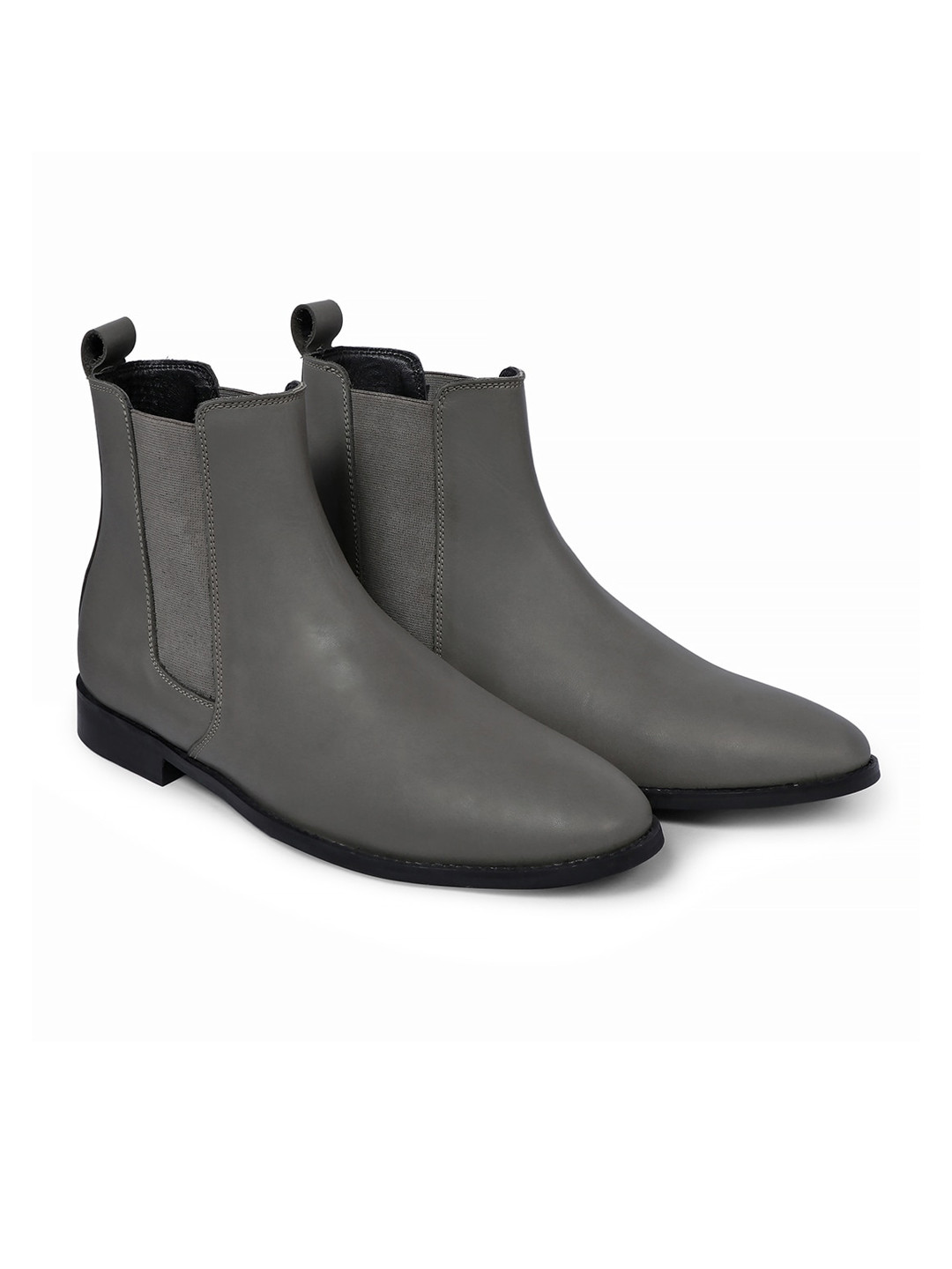 

GRIFFIN Men Leather Mid-Top Chelsea Boots, Grey