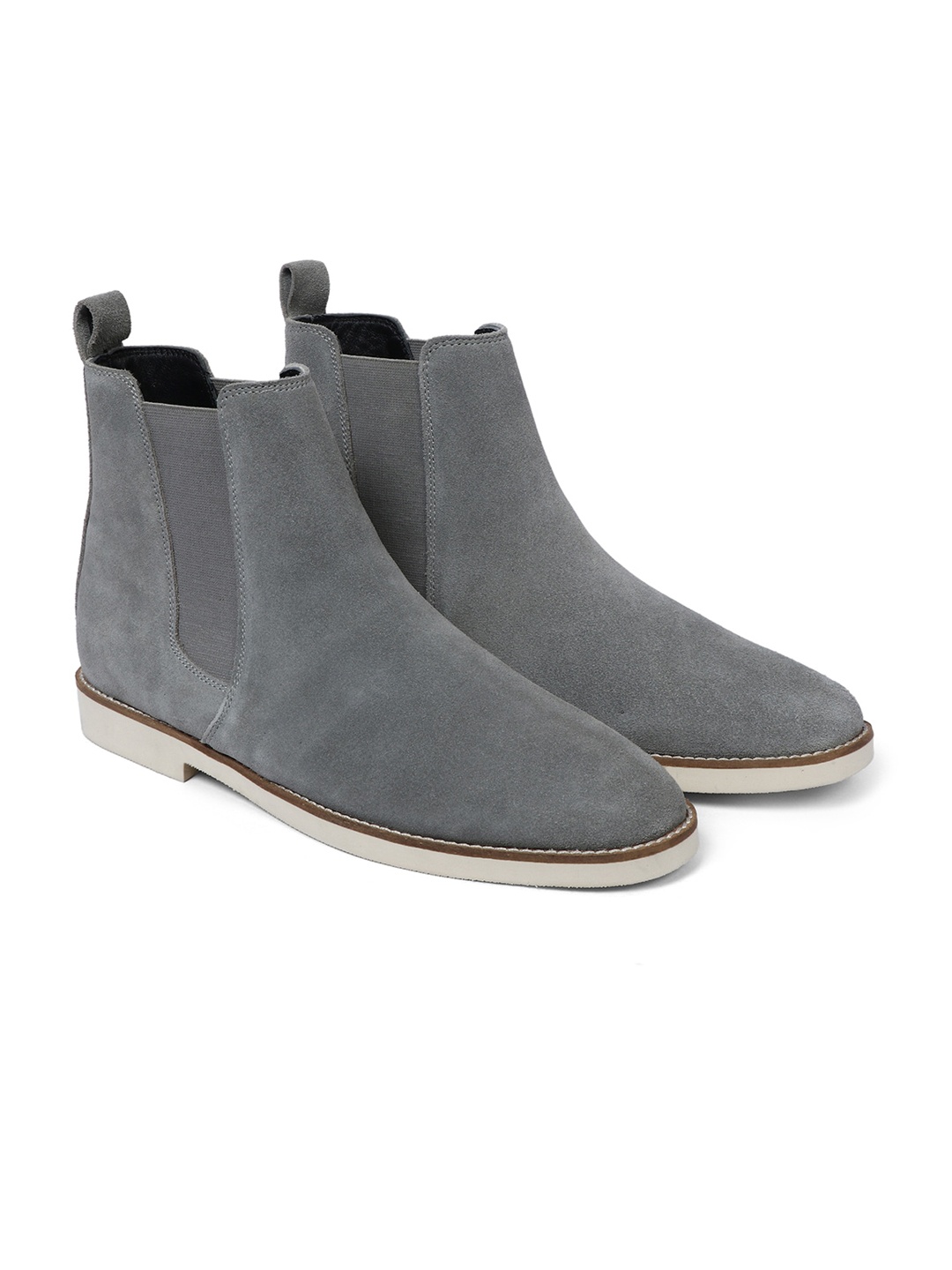 

GRIFFIN Men Leather High-Top Chelsea Boots, Grey