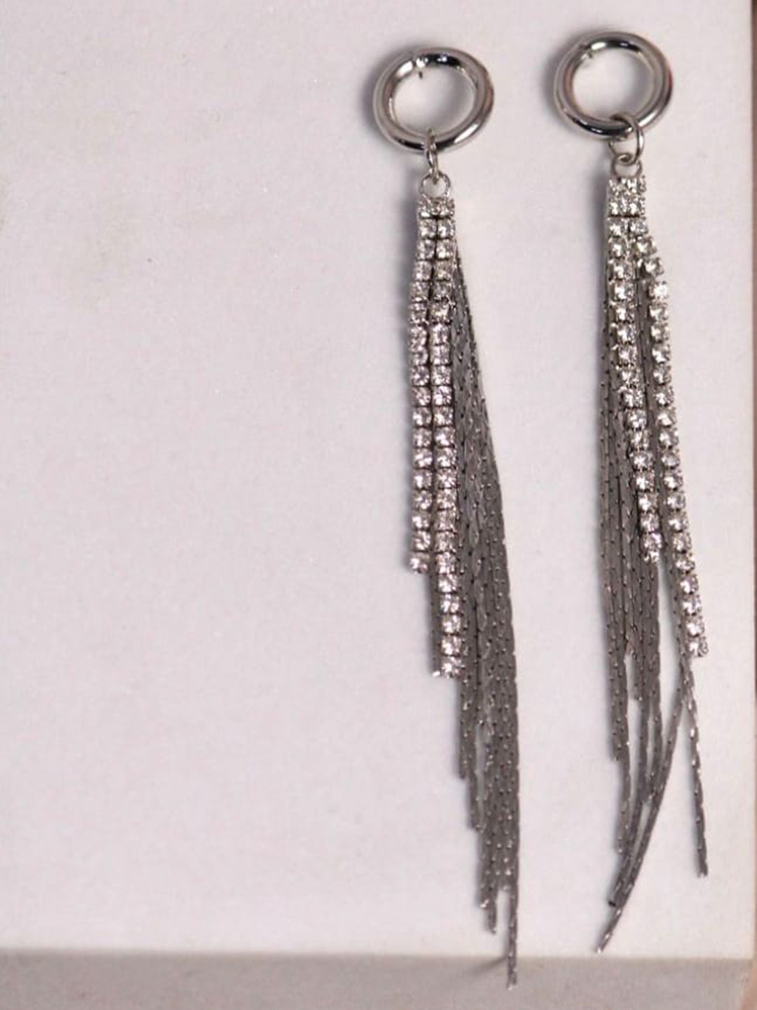 

SALTY Artificial Stones Tasseled Drop Earrings, Silver