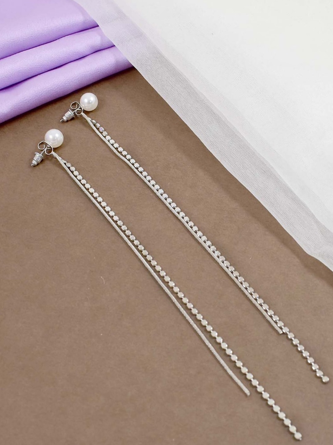 

SALTY Artificial Beads Contemporary Drop Earrings, Silver