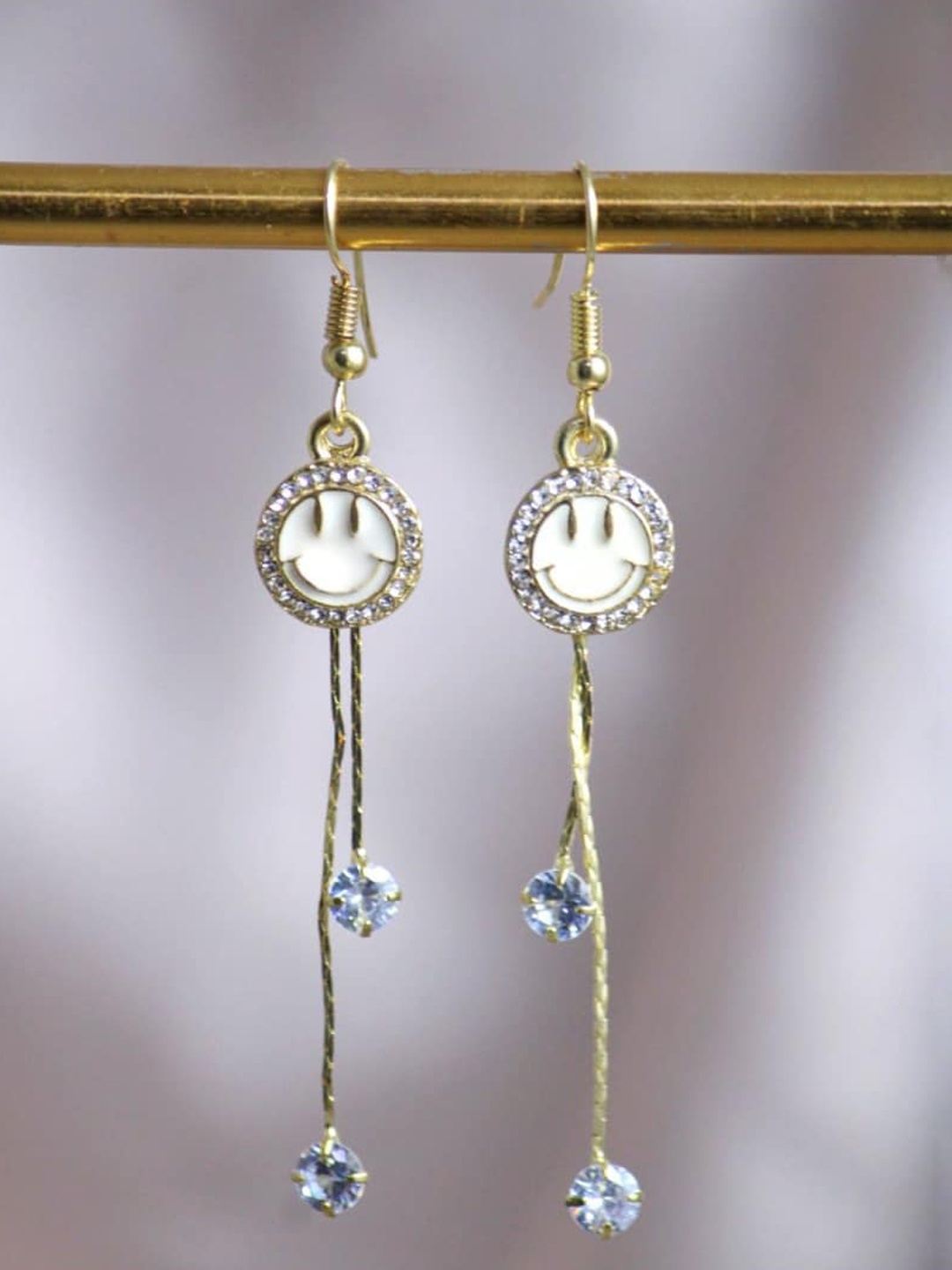 

SALTY Artificial Stones Tasselled Drop Earrings, Gold
