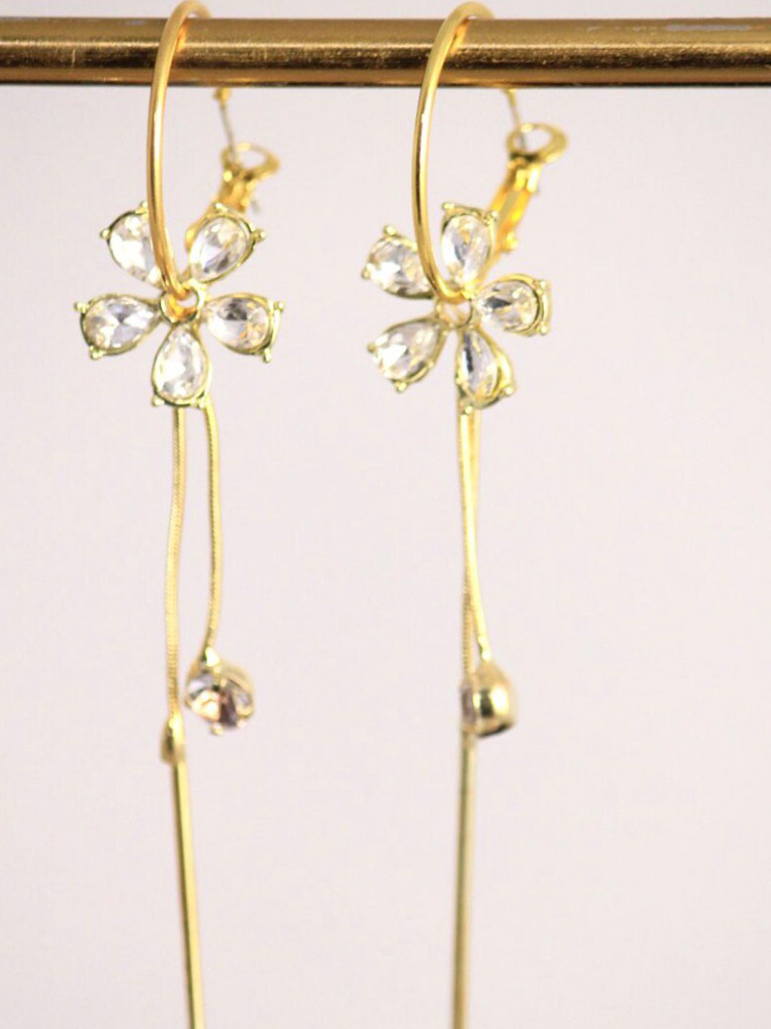 

SALTY Gold-Plated Floral Stone Studded Hoop Earrings