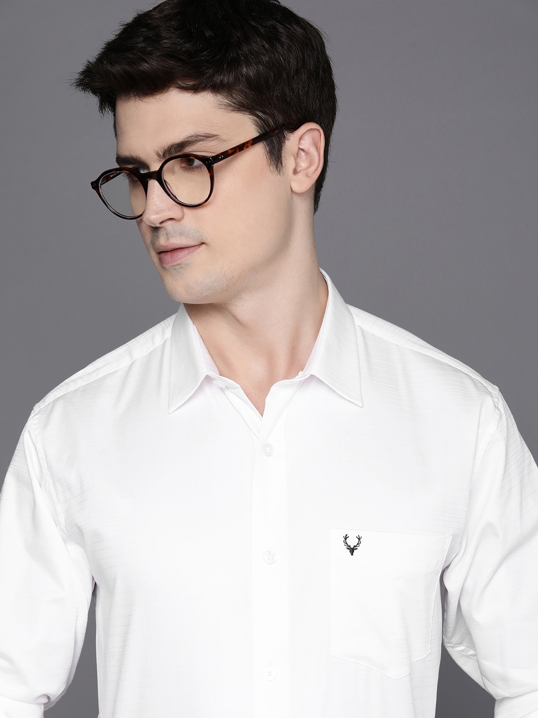 

Allen Solly Self Design Striped Sport Fit Pure Cotton Formal Shirt, White