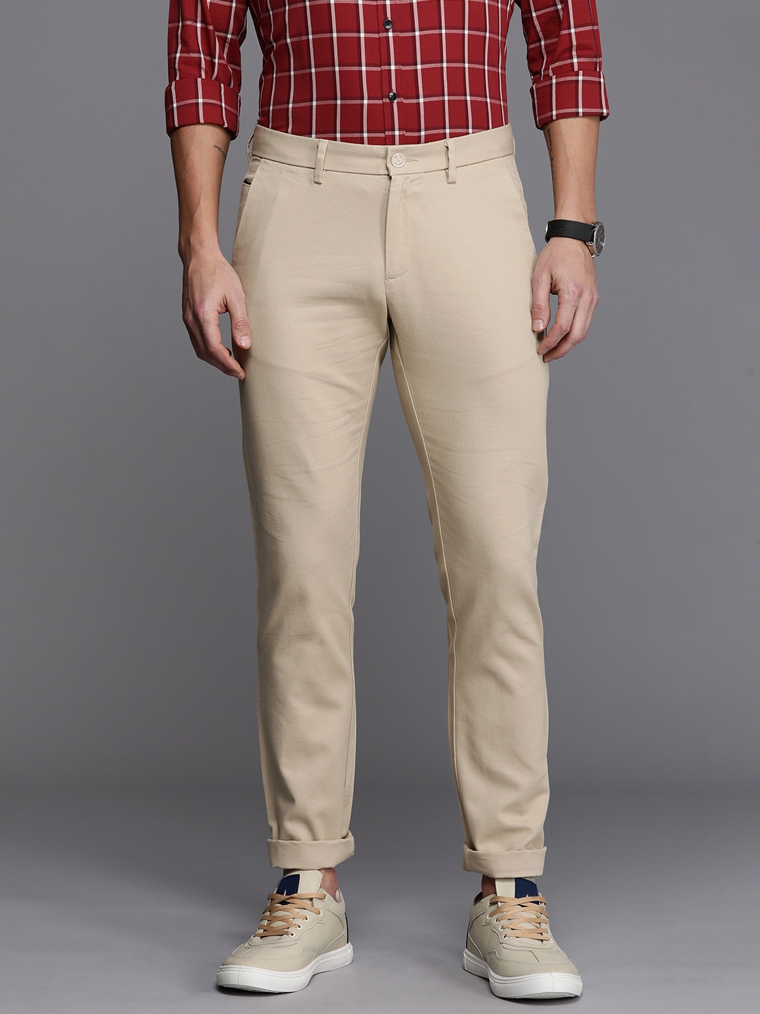 

Allen Solly Men Mid-Rise Slim Fit Chinos, Cream