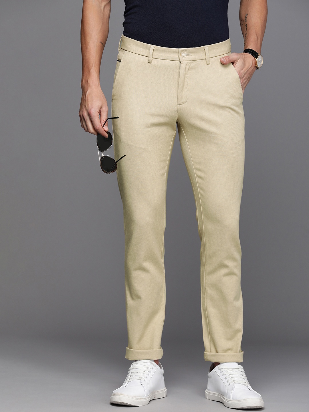 

Allen Solly Men Mid-Rise Slim Fit Chinos Trousers, Beige