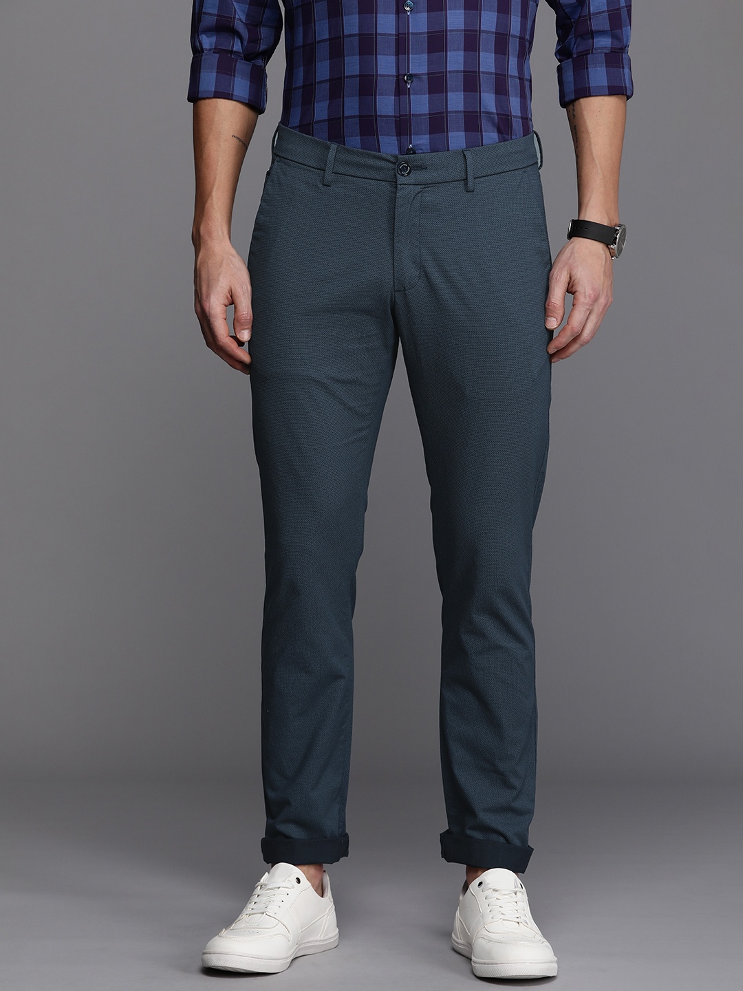 

Allen Solly Men Mid-Rise Slim Fit Chinos, Blue