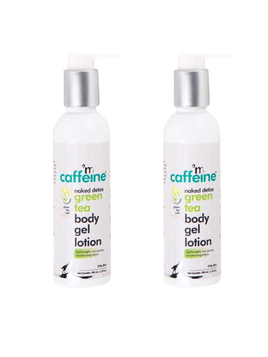

MCaffeine Set of 2 Green Tea Body Lotion with Vit C & Shea Butter - Oily Skin - 200ml each, White