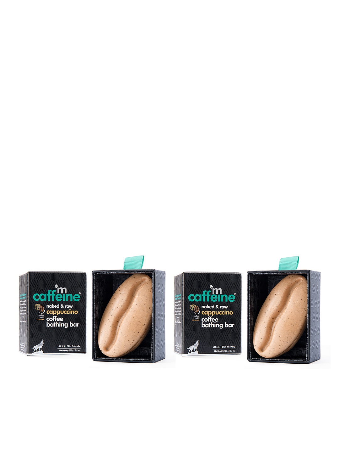 

MCaffeine Set of 2 Skin Polishing pH 5.5 Cappuccino Coffee Bathing Bar Soap - 100g Each, Brown