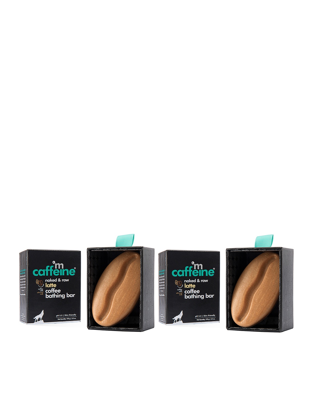 

MCaffeine Set of 2 Naked & Raw Moisturizing Latte Coffee Bathing Bar - 100 g each, Black