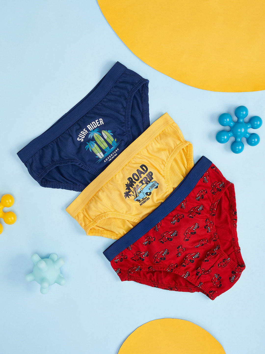 

Pantaloons Junior Boys Pack Of 3 Printed Cotton Basic Briefs, Navy blue