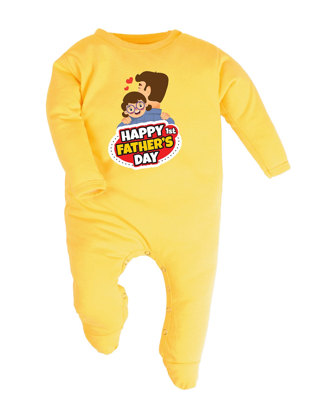 

FFLIRTYGO Infant Kids Fathers Day Printed Pure Cotton Sleepsuit, Yellow