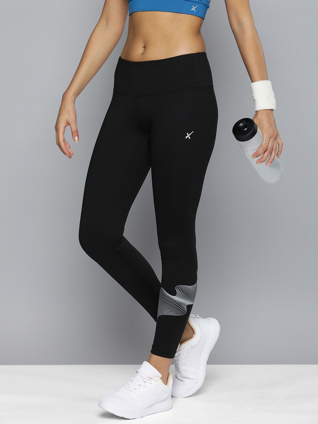 

HRX by Hrithik Roshan Women Printed Rapid-Dry Training Tights, Black