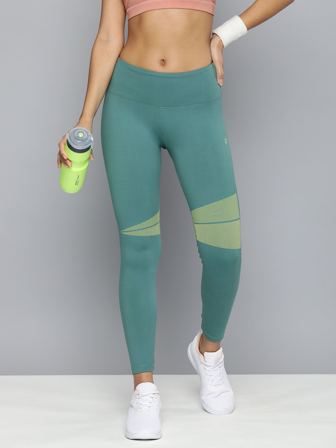 

HRX by Hrithik Roshan Printed Rapid-Dry Training Tights, Teal