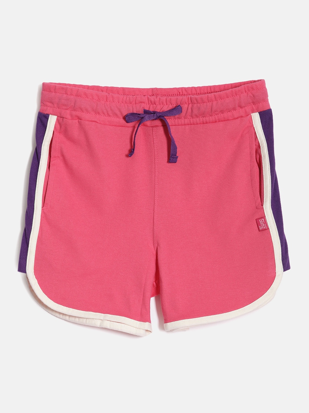 

DIXCY SCOTT Slimz Girls Striped Cotton Shorts, Pink