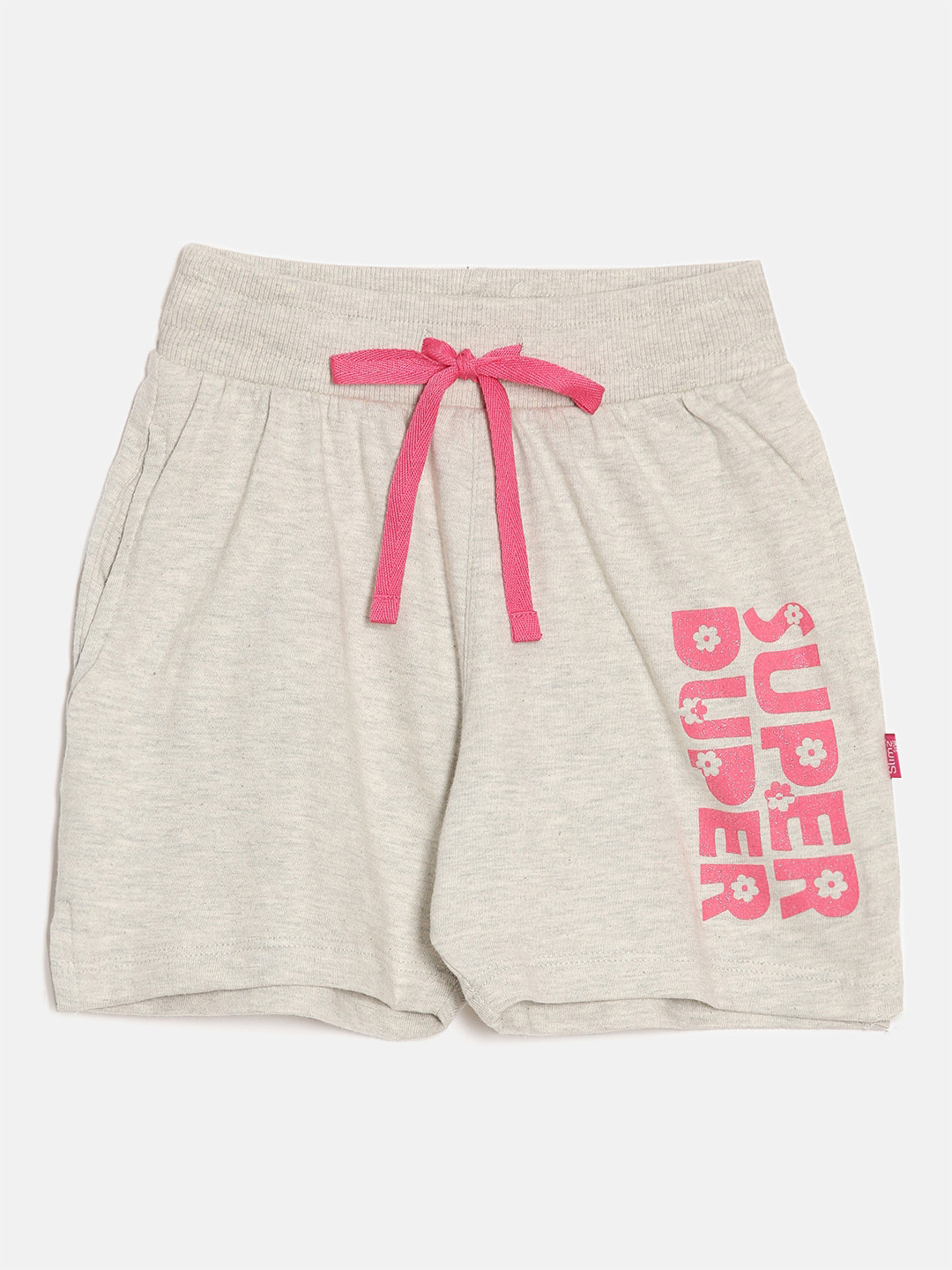 

DIXCY SCOTT Slimz Girls Mid Rise Typography Printed Cotton Shorts, Off white
