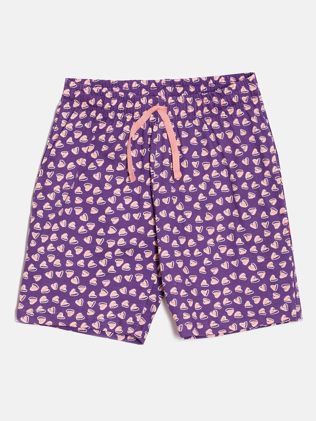 DIXCY SCOTT Slimz Girls Conversational Printed Cotton Shorts, Purple