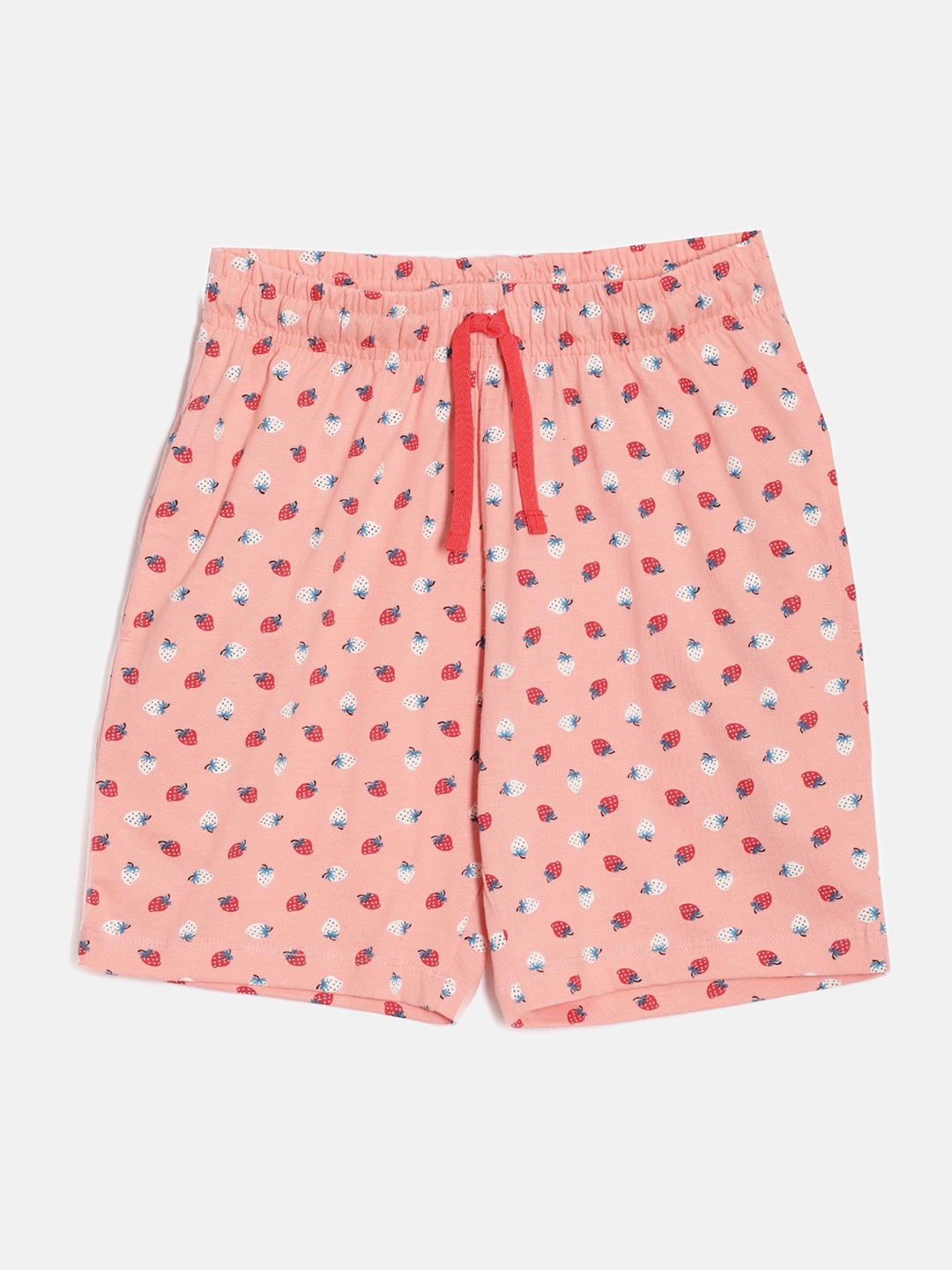 DIXCY SCOTT Slimz Girls Conversational Printed Cotton Shorts, Peach
