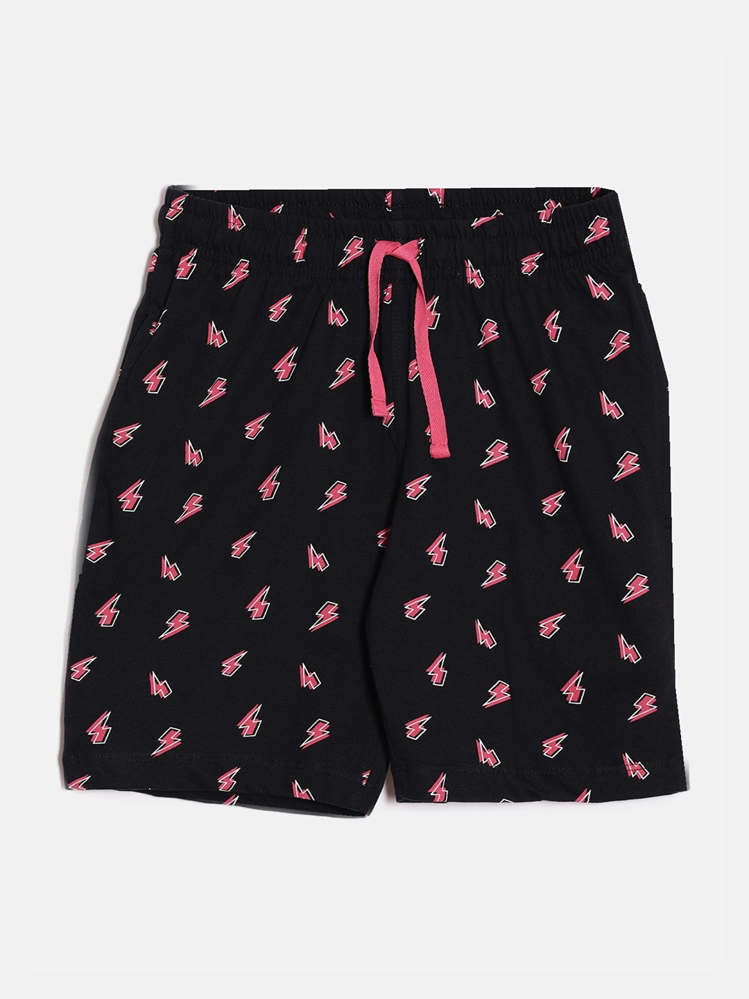 

DIXCY SCOTT Slimz Girls Mid Rise Conversational Printed Cotton Shorts, Black