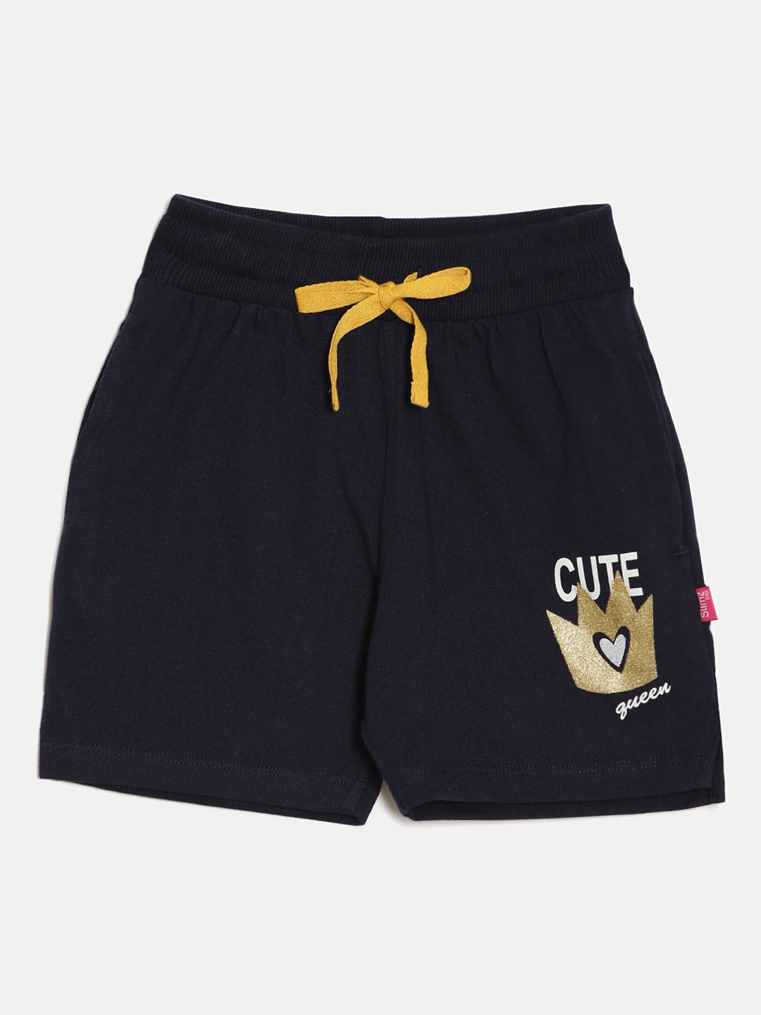 

DIXCY SCOTT Slimz Girls Mid Rise Graphic Printed Cotton Shorts, Black