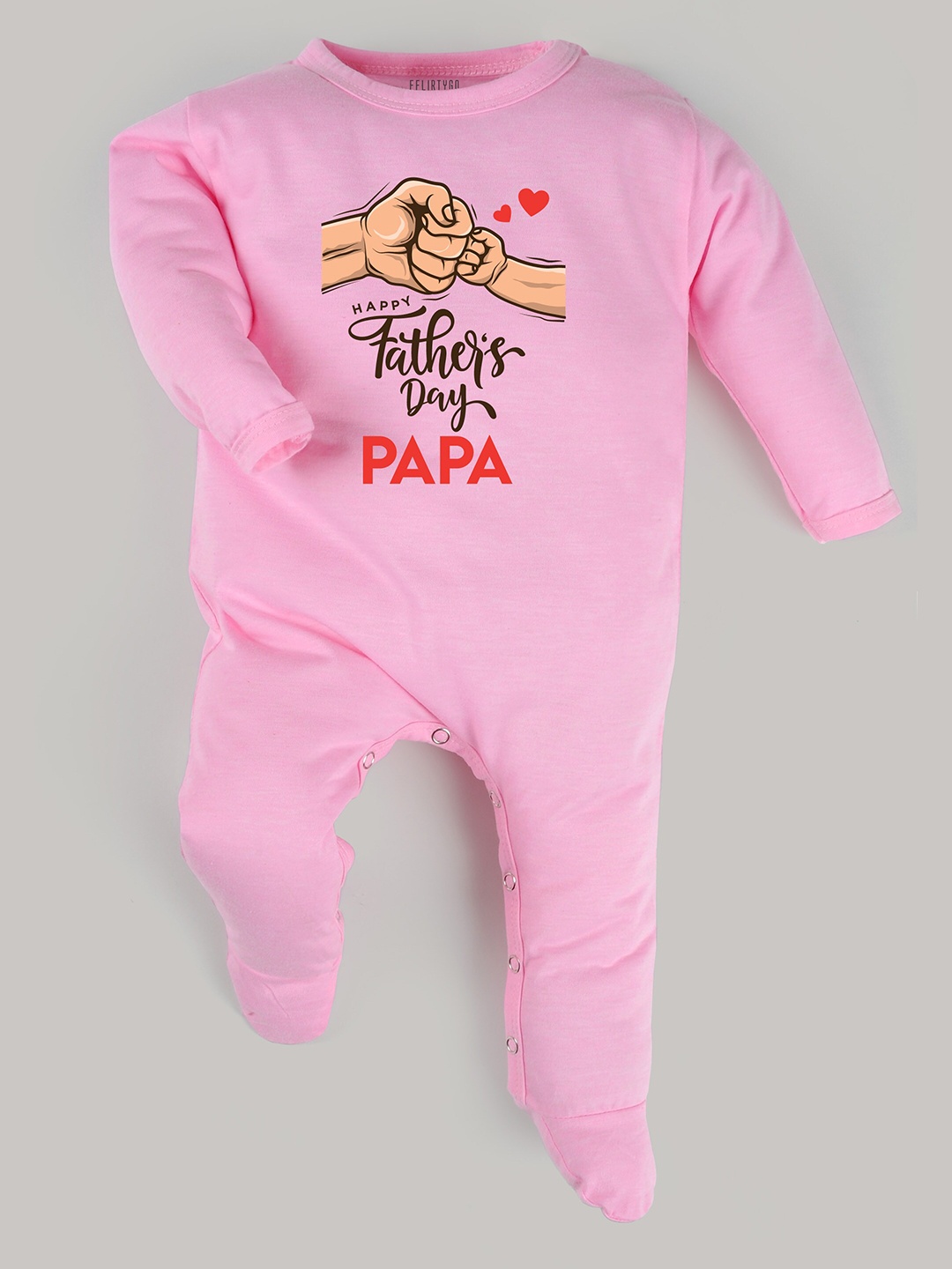 

FFLIRTYGO Kids Typography Printed Cotton Sleepsuit, Pink