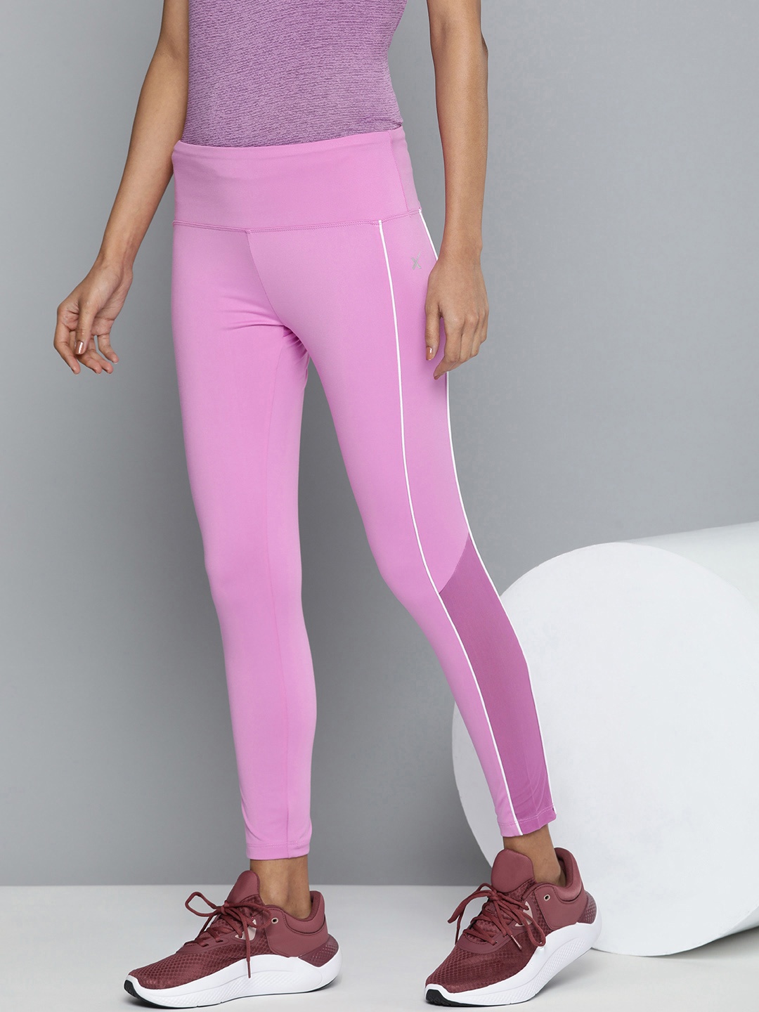 

HRX by Hrithik Roshan Women Colourblocked Rapid-Dry Tights, Pink