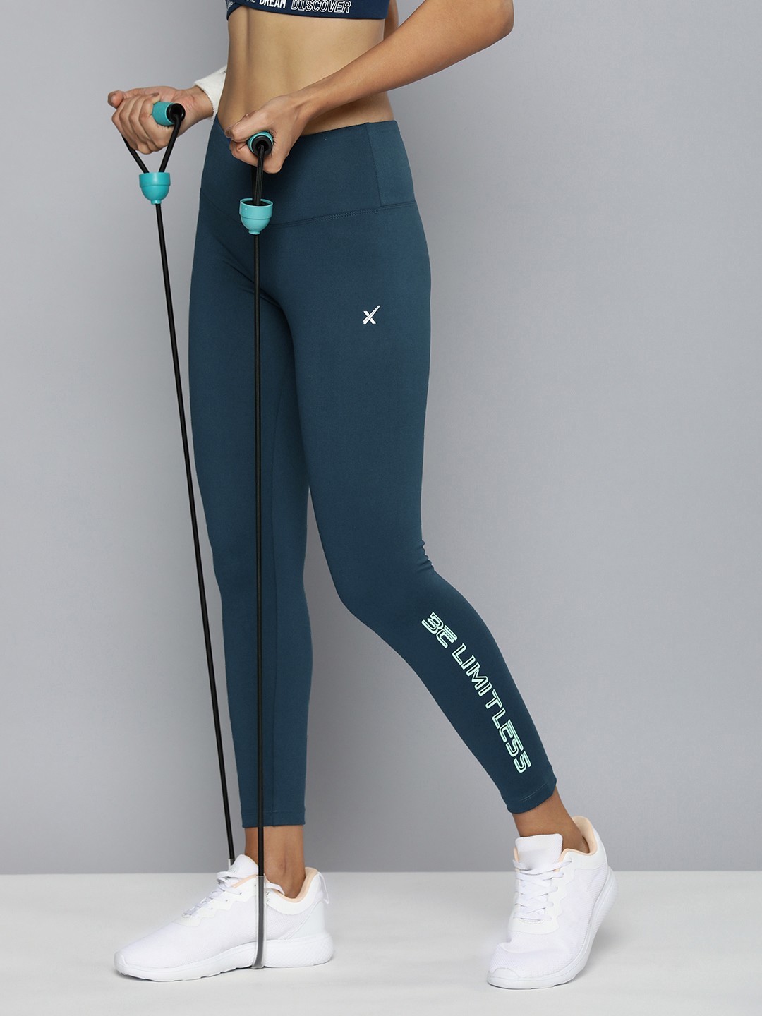 

HRX by Hrithik Roshan Printed Rapid-Dry Training Tights, Navy blue