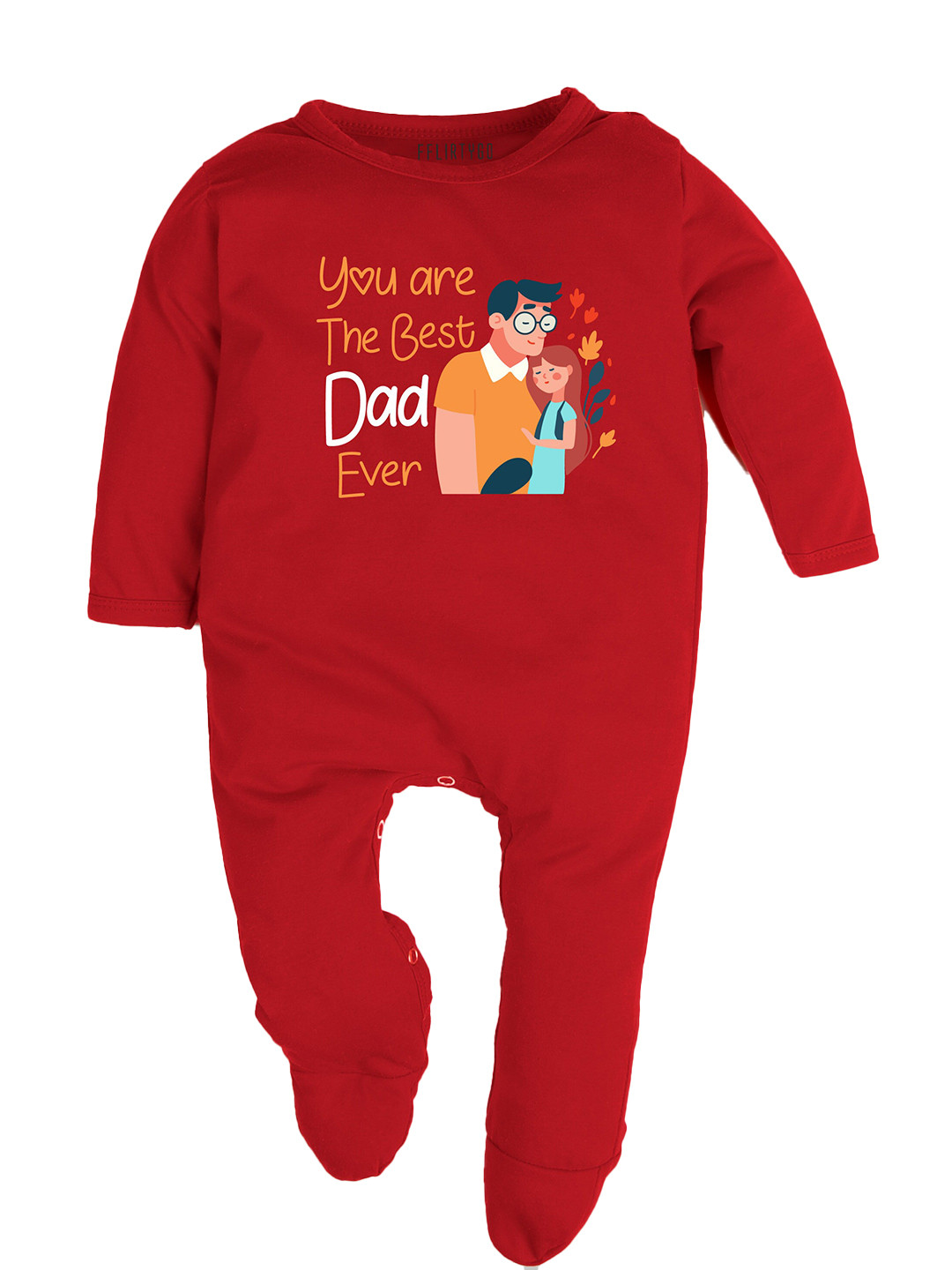 

FFLIRTYGO Kids Fathers Day Printed Cotton Sleepsuit, Red