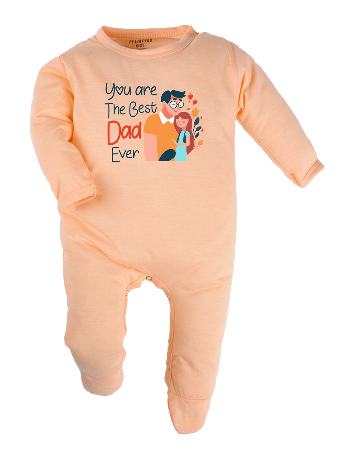 

FFLIRTYGO Kids Typography Printed Sleepsuit, Peach