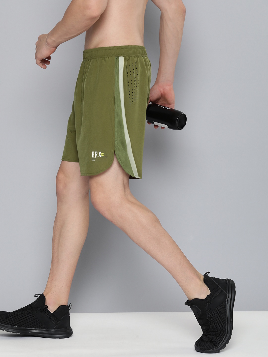 

HRX by Hrithik Roshan Men Typography Rapid-Dry Running Shorts, Olive