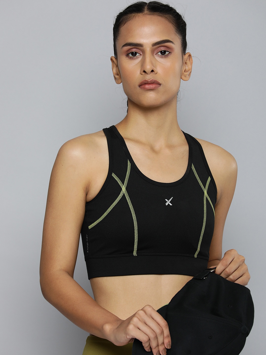 

HRX by Hrithik Roshan Full Coverage Lightly Padded Rapid-DrySeamless Workout Bra, Black