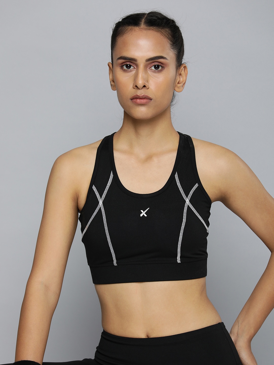 

HRX by Hrithik Roshan Full Coverage Lightly Padded Rapid-Dry Seamless Workout Bra, Black