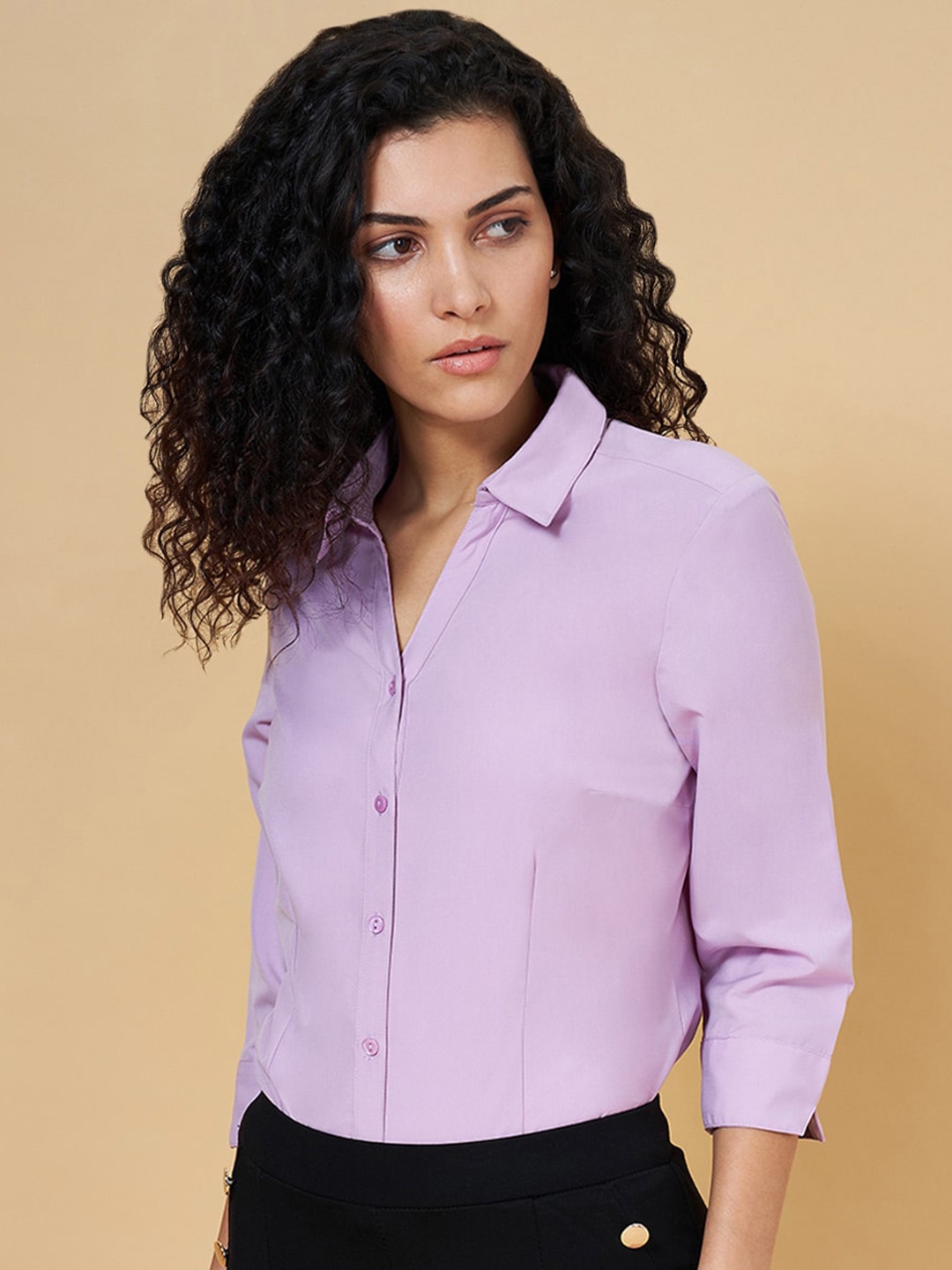 

Annabelle by Pantaloons Opaque Formal Shirt, Mauve