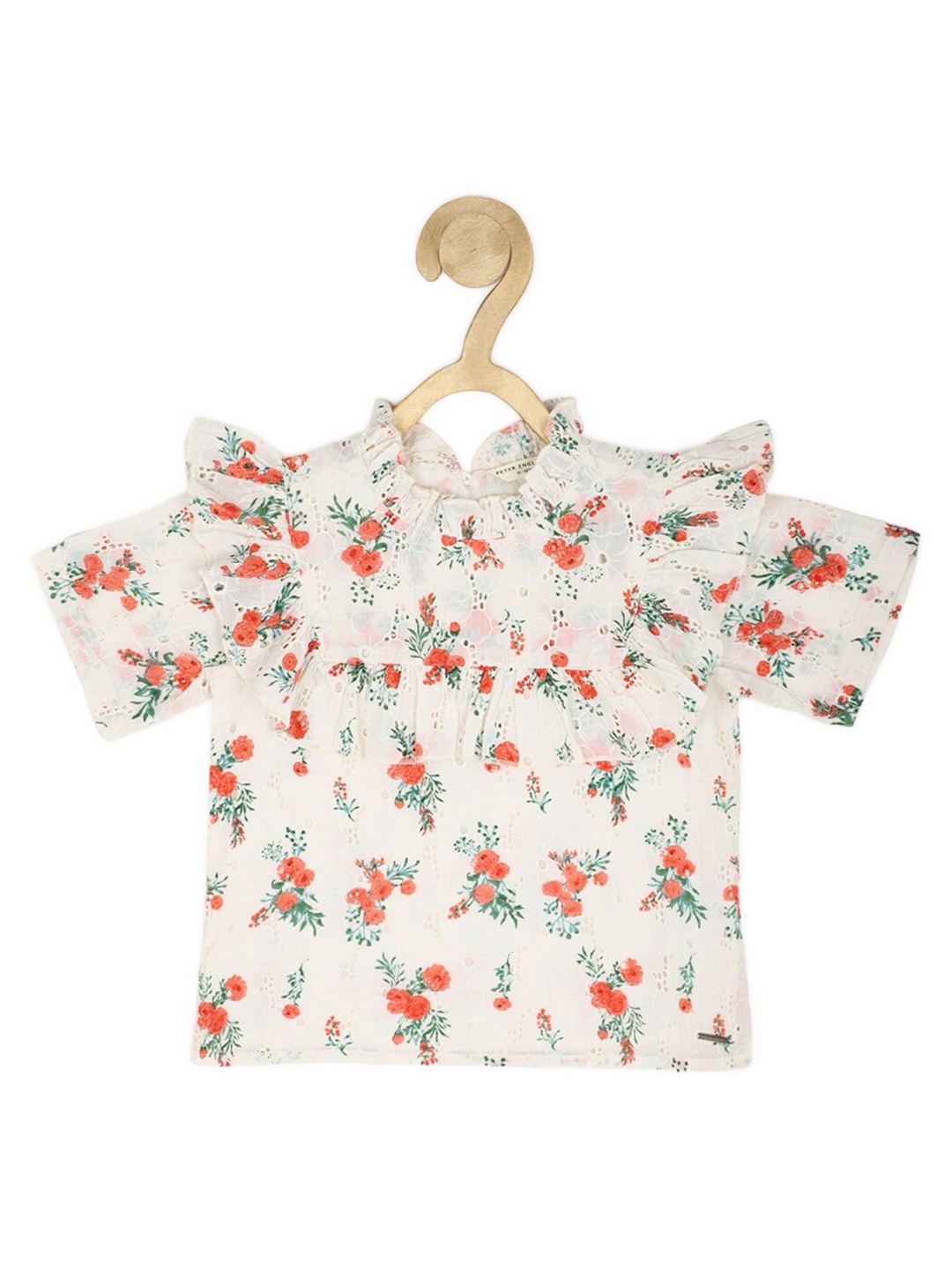

Peter England Girls Floral Printed Short Sleeves Cotton Top, Cream
