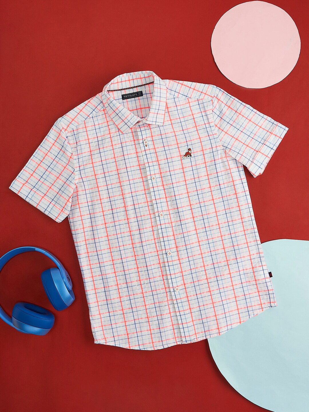 

Pantaloons Junior Boys Windowpane Checked Cotton Casual Shirt, White