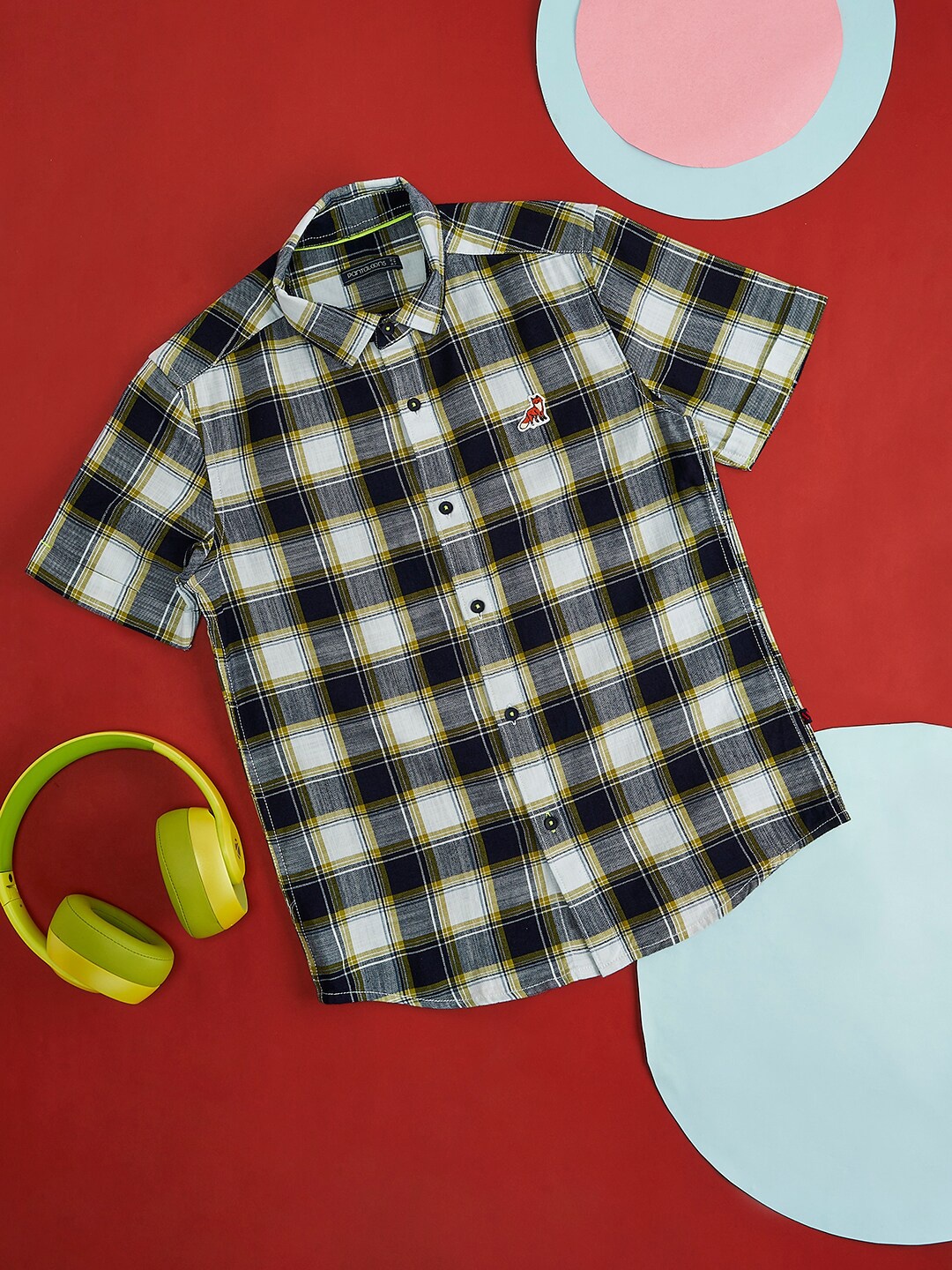 

Pantaloons Junior Boys Tartan Checked Opaque Cotton Casual Shirt, Yellow