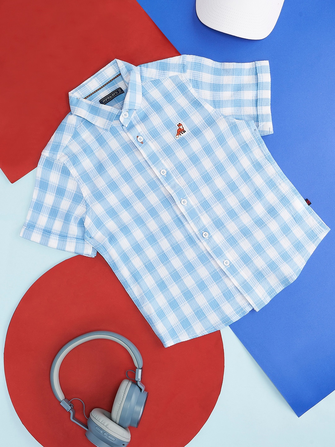 

Pantaloons Junior Boys Tartan Checked Cotton Casual Shirt, Blue