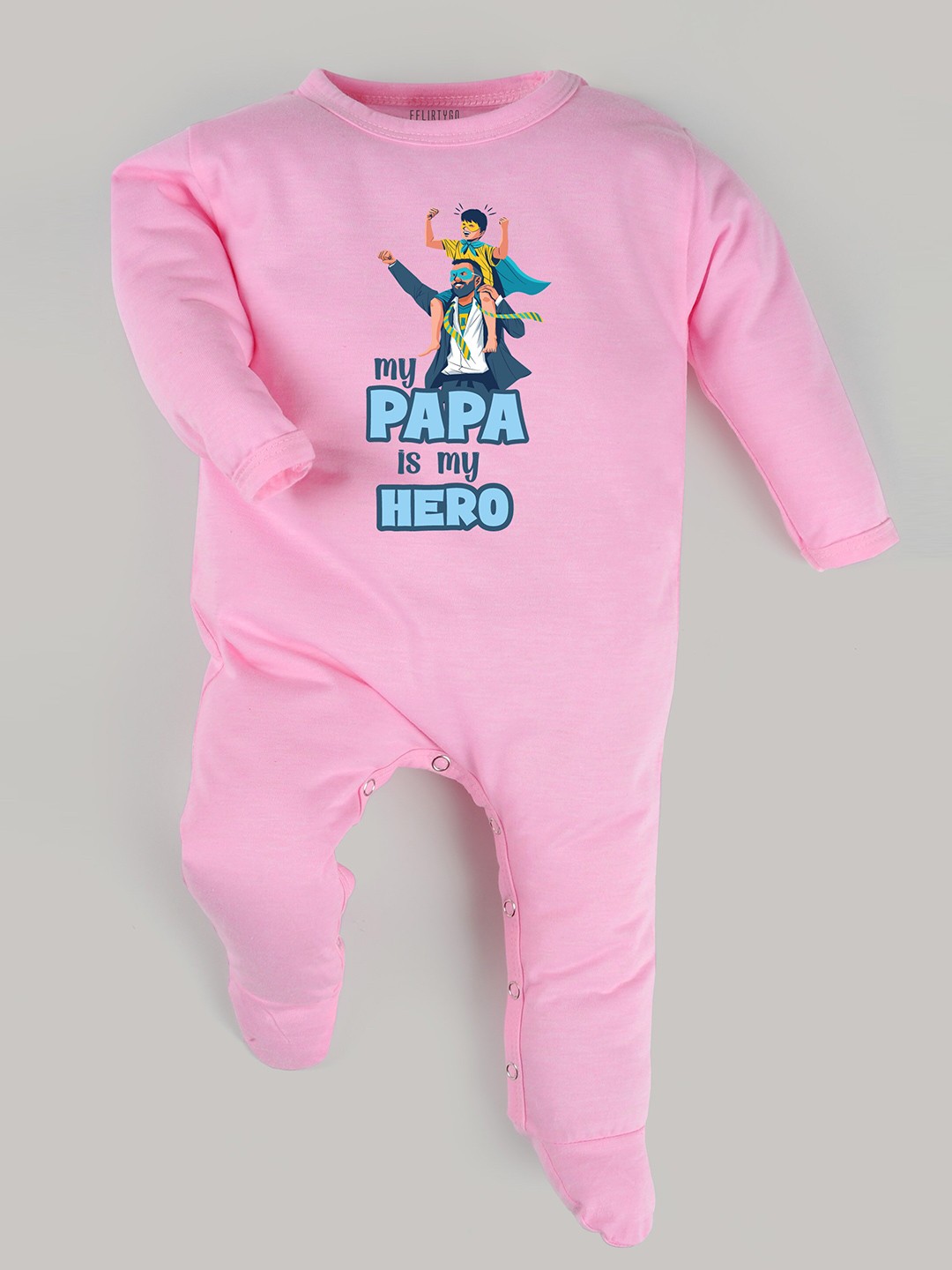

FFLIRTYGO Infant Printed Pure Cotton Sleepsuit, Pink
