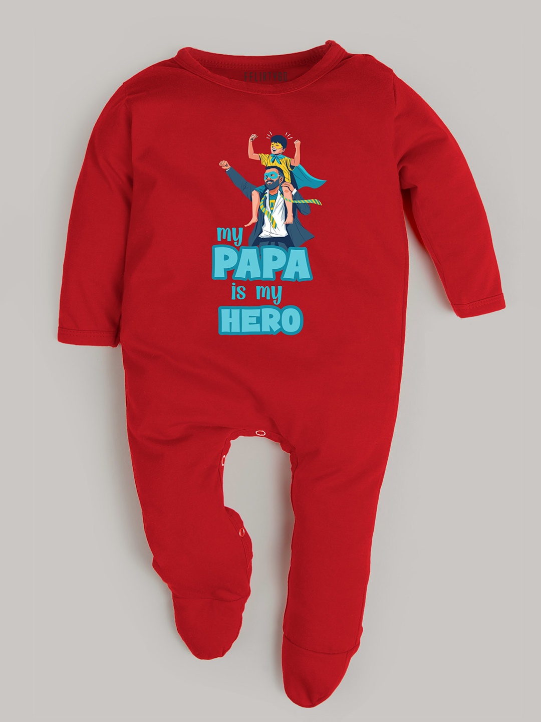 

FFLIRTYGO Infant Printed Pure Cotton Sleepsuit, Red