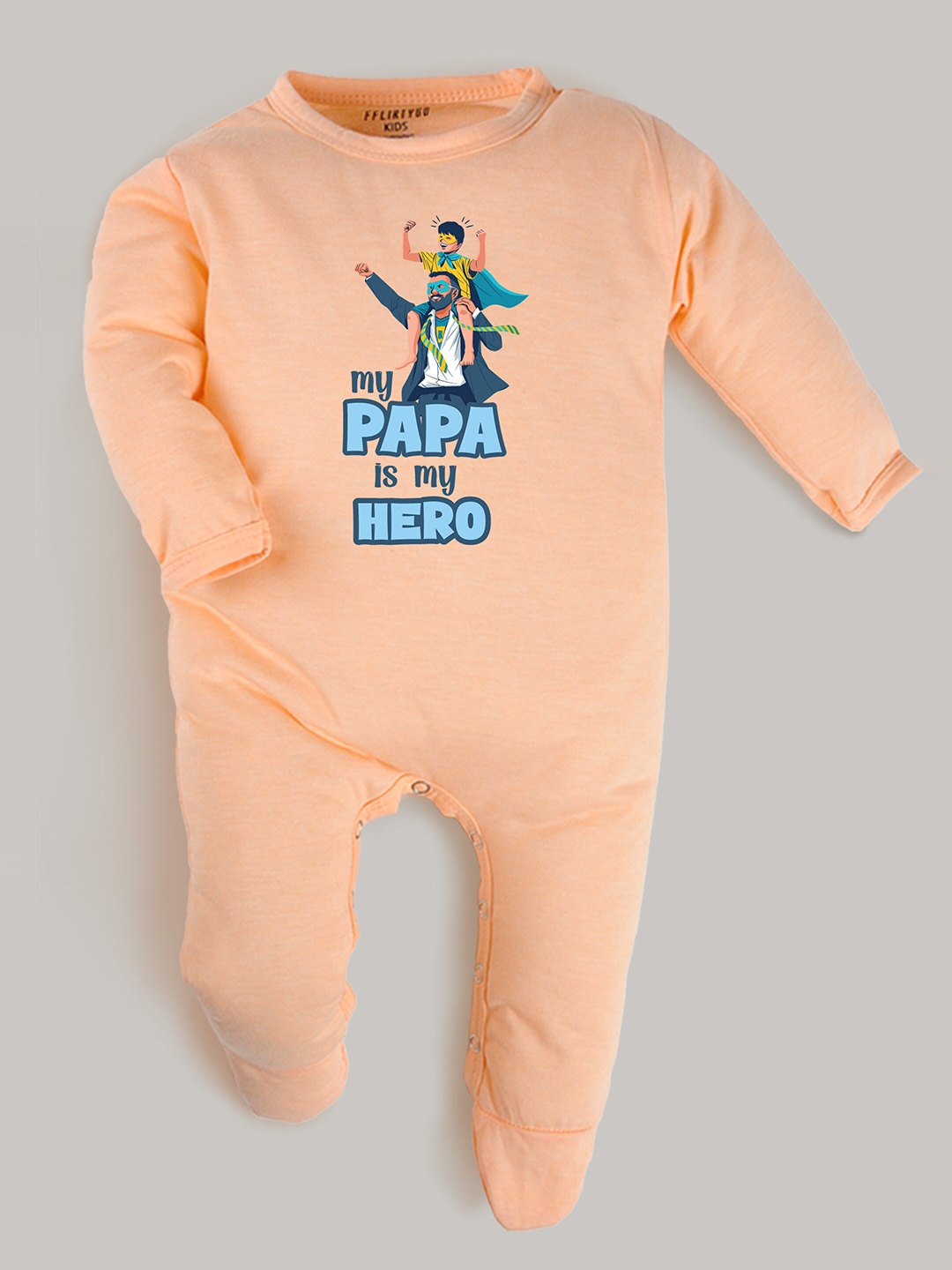 

FFLIRTYGO Infant Printed Pure Cotton Sleepsuit, Peach